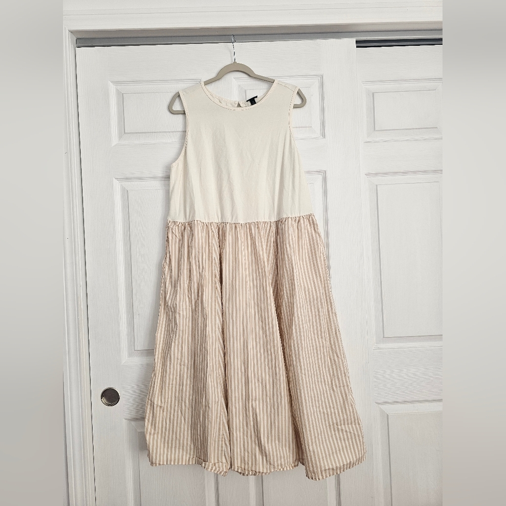 Torrid Cream and Tan Striped Dress